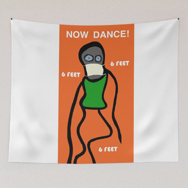 Item preview,  DANCE WITH MASKS; 6 FEET, NOW DANCE! (Orange Background) designed and sold by dscottlarson.