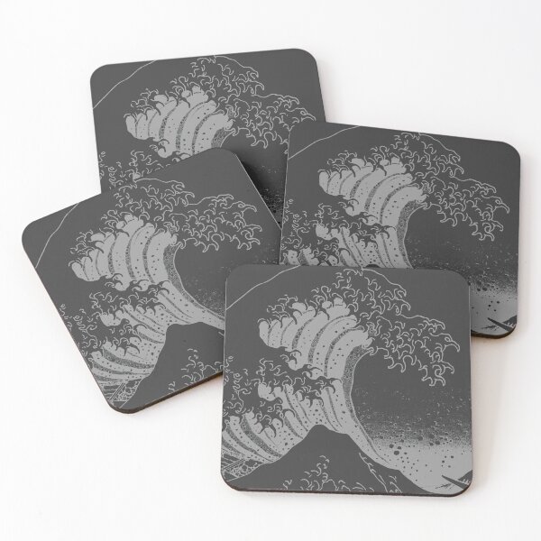 Item preview, Hokusai great Wave - Monochrome grey on grey designed and sold by helveticate.