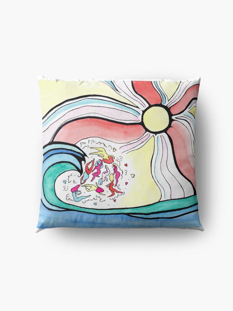 Alternate view of Colorful girlie wave Floor Pillow
