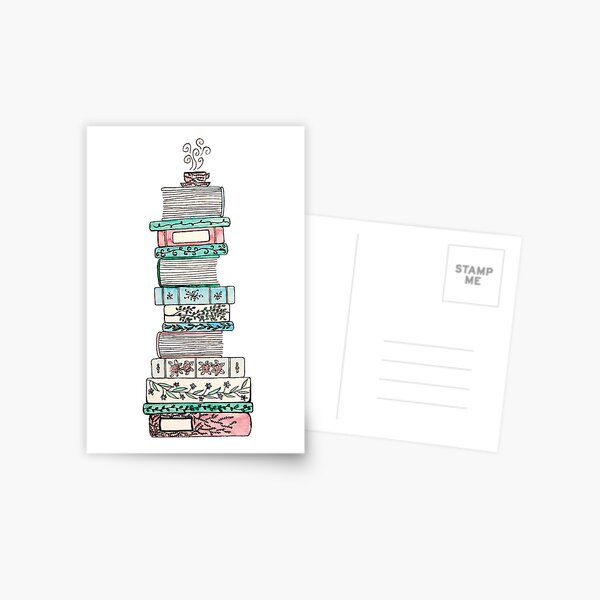 Item preview, Pink and Blue Floral Bookstack designed and sold by Emma Mildred Cowell.