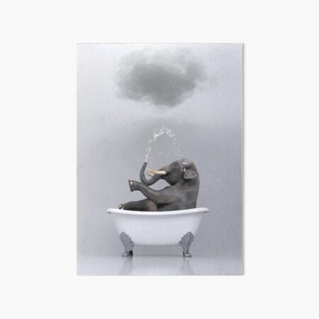 elephant relaxing in the bath Art Board Print