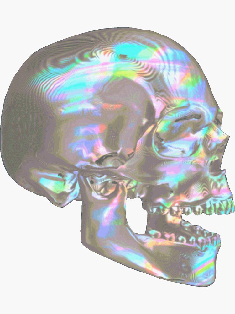 Thumbnail 3 of 3, Sticker, Iridescent Skull Profile in Lavender Blue designed and sold by dinaaaaaah.