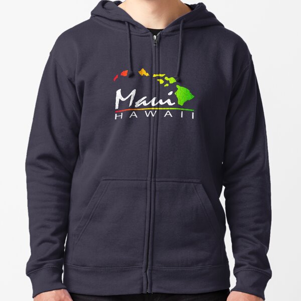 Maui - Hawaiian Islands (Vintage Distressed Look) Zipped Hoodie