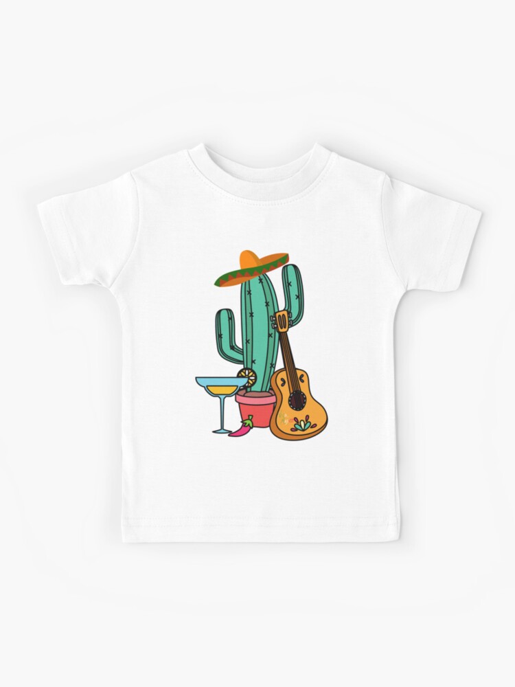 Camiseta para niños «Dibujos animados de Sombrero de guitarra de cactus de  peper caliente mexicano» de OneTimeEngineer | Redbubble