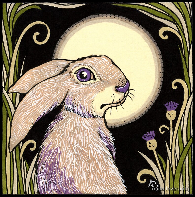 "Moon Hare" by Anita Inverarity Redbubble