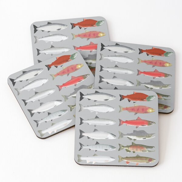 Item preview, Pacific Salmon Group - Ocean and Spawning Phase designed and sold by fishfolkart.