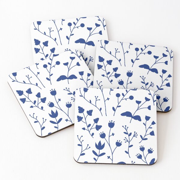 Item preview, navy flowers designed and sold by rachelcantinart.
