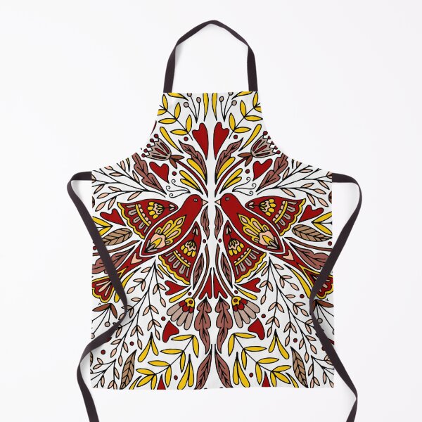 Folk Art Bird | Red Bird | Scandinavian Folk Art Apron