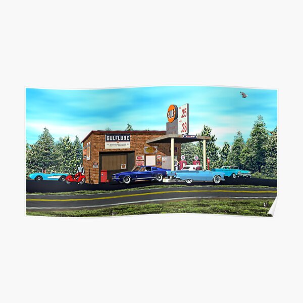 Old Gulf Gas station on route 66 Poster