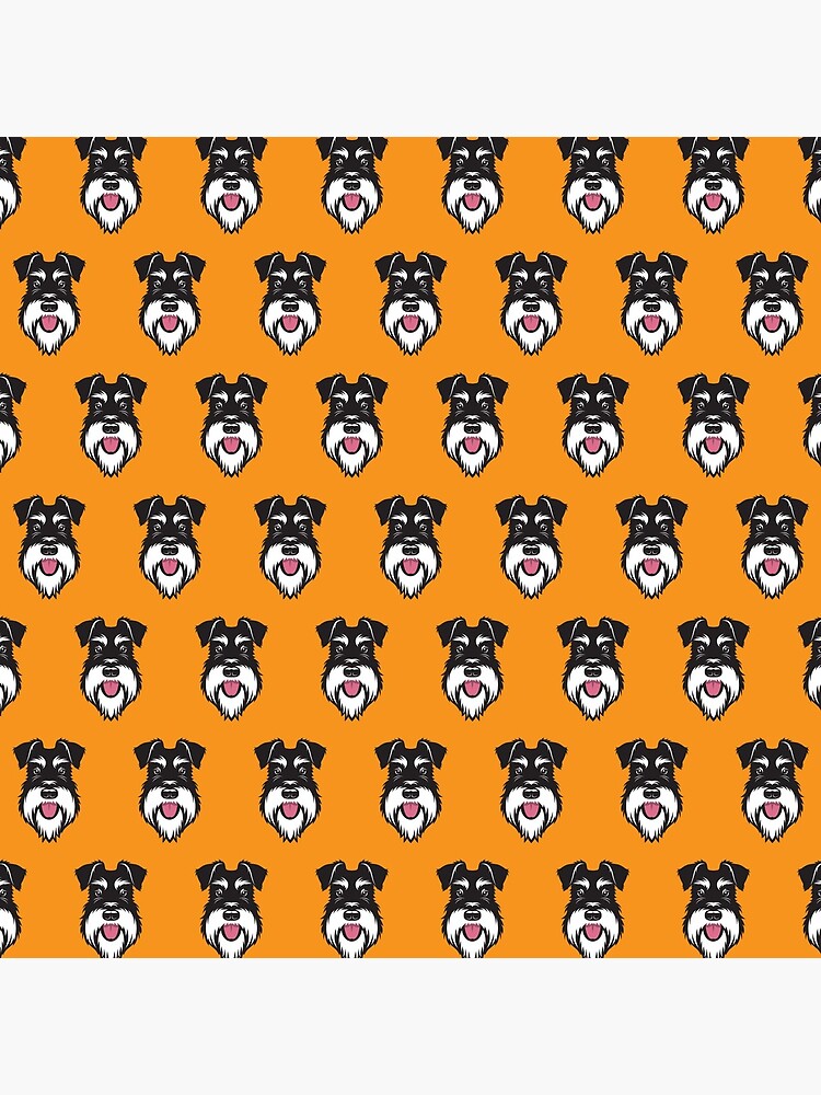 Thumbnail 4 of 4, Clock, Silver & Black schnauzer pattern on orange background designed and sold by stevewilsonwda.