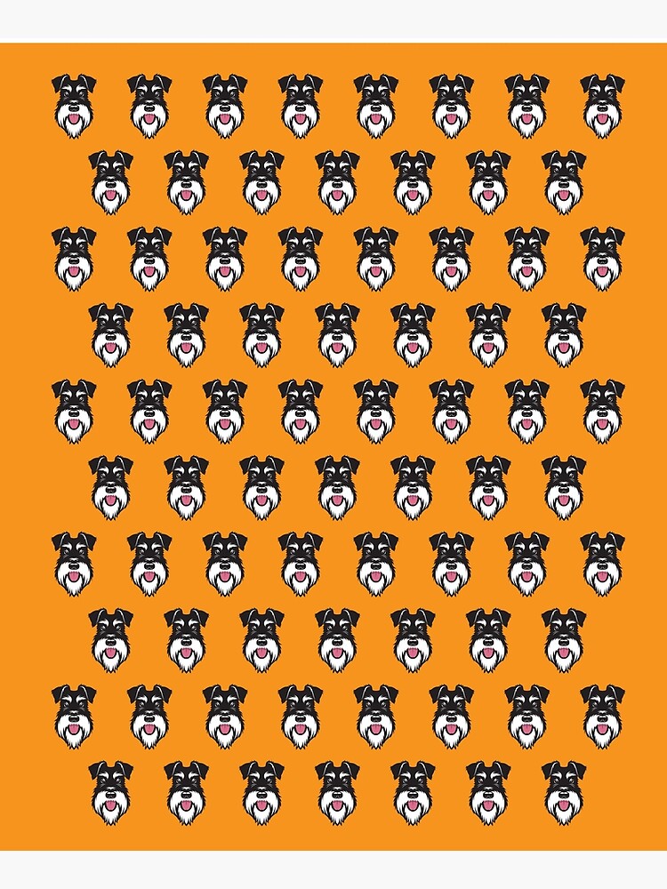 Silver & Black schnauzer pattern on orange background by stevewilsonwda