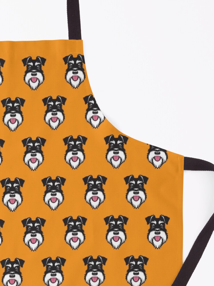 Alternate view of Silver & Black schnauzer pattern on orange background Apron