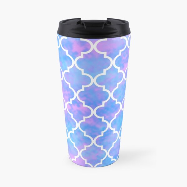 Pastel Pink Blue Quatrefoil Art Deco Pattern Travel Mug