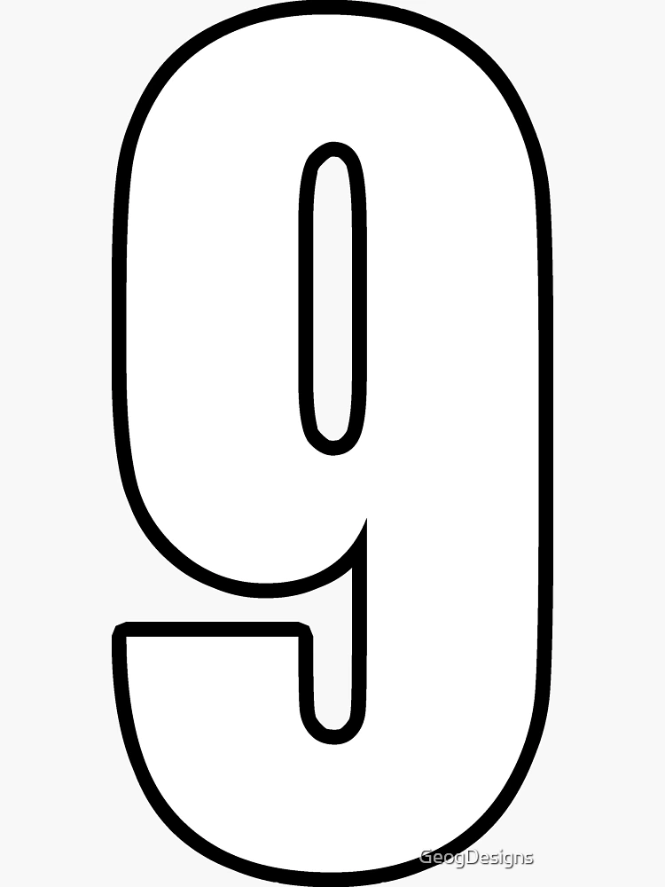 Number 9 number nine football sport shirt number Sticker by GeogDesigns Redbubble