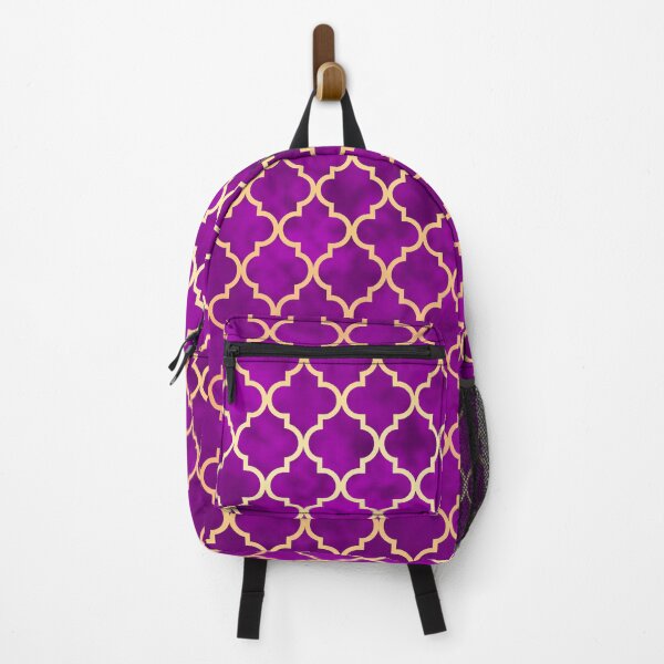 Item preview, Moroccan Purple Gold Quatrefoil Art Deco Pattern designed and sold by Julie Erin Designs.