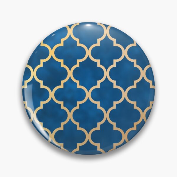 Item preview, Moroccan Blue Gold Quatrefoil Art Deco Pattern designed and sold by Julie Erin Designs.
