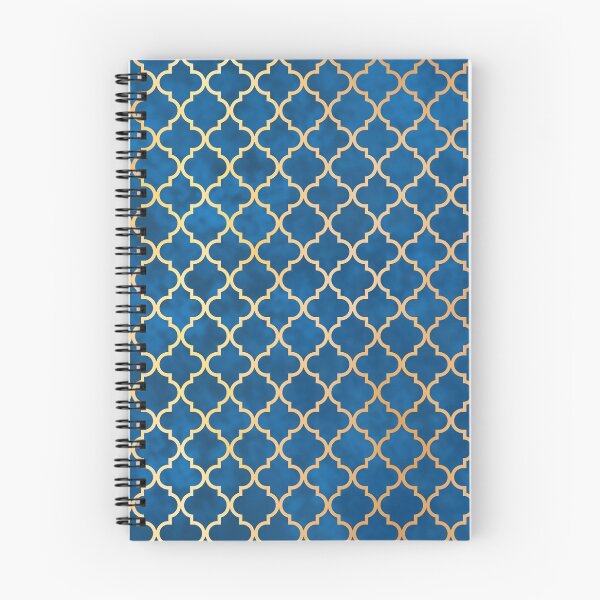 Item preview, Moroccan Blue Gold Quatrefoil Art Deco Pattern designed and sold by Julie Erin Designs.