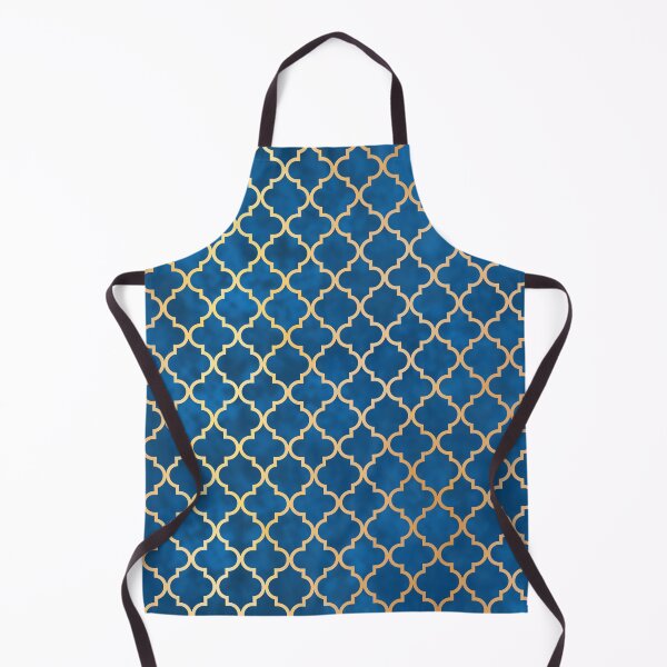 Item preview, Moroccan Blue Gold Quatrefoil Art Deco Pattern designed and sold by Julie Erin Designs.