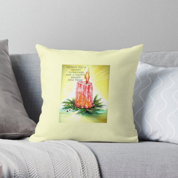 Christmas Candle Throw Pillow