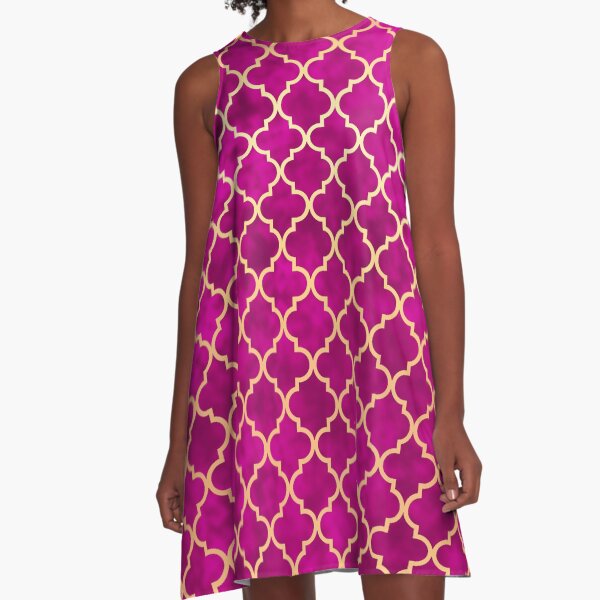 Item preview, Moroccan Pink Gold Quatrefoil Art Deco Pattern designed and sold by Julie Erin Designs.