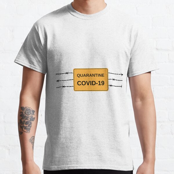 COVID19 coronavirus virus, Text, Yellow, Line, Signage, Rectangle, Street Sign Classic T-Shirt