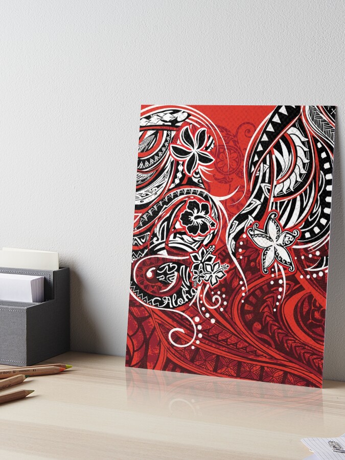 Hawaiian Red Tribal ALOHA Print