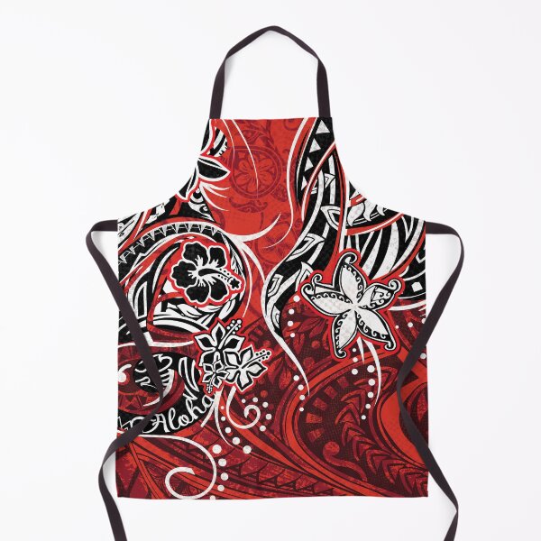 Aperçu de l'œuvre Impression ALOHA tribale rouge hawaïenne créée et vendue par sunnthreads.