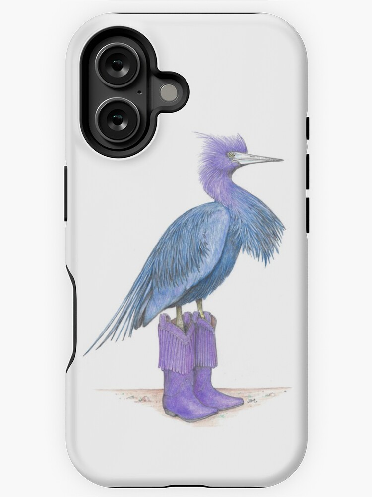 Thumbnail 1 of 4, iPhone Case, Little blue heron in cowgirl boots designed and sold by JimsBirds.