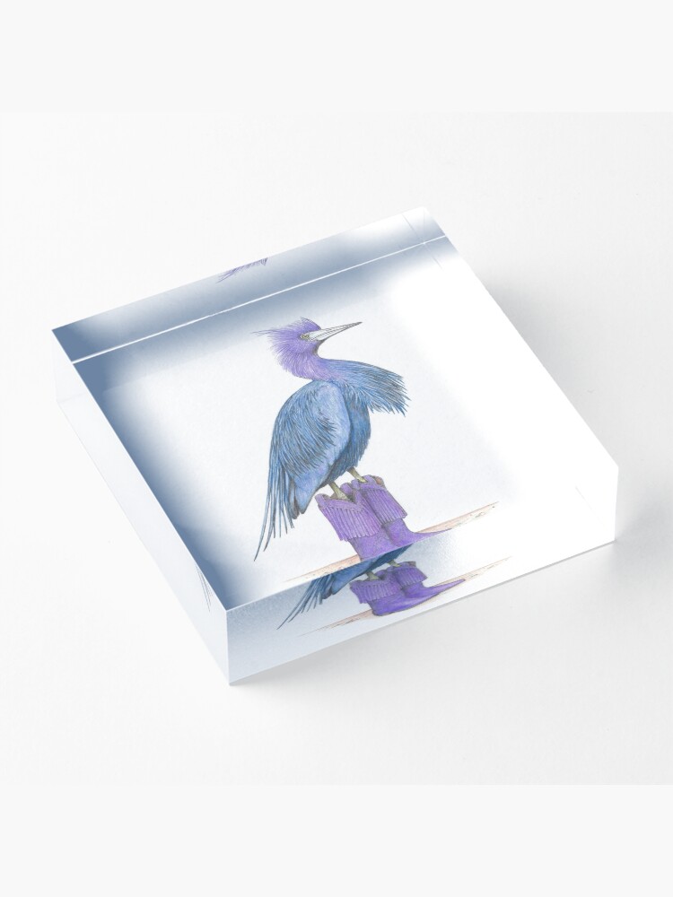 Thumbnail 3 of 5, Acrylic Block, Little blue heron in cowgirl boots designed and sold by JimsBirds.