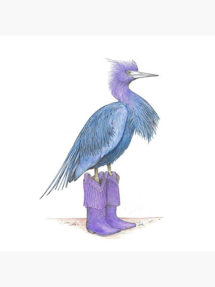 Thumbnail 5 of 5, Acrylic Block, Little blue heron in cowgirl boots designed and sold by JimsBirds.