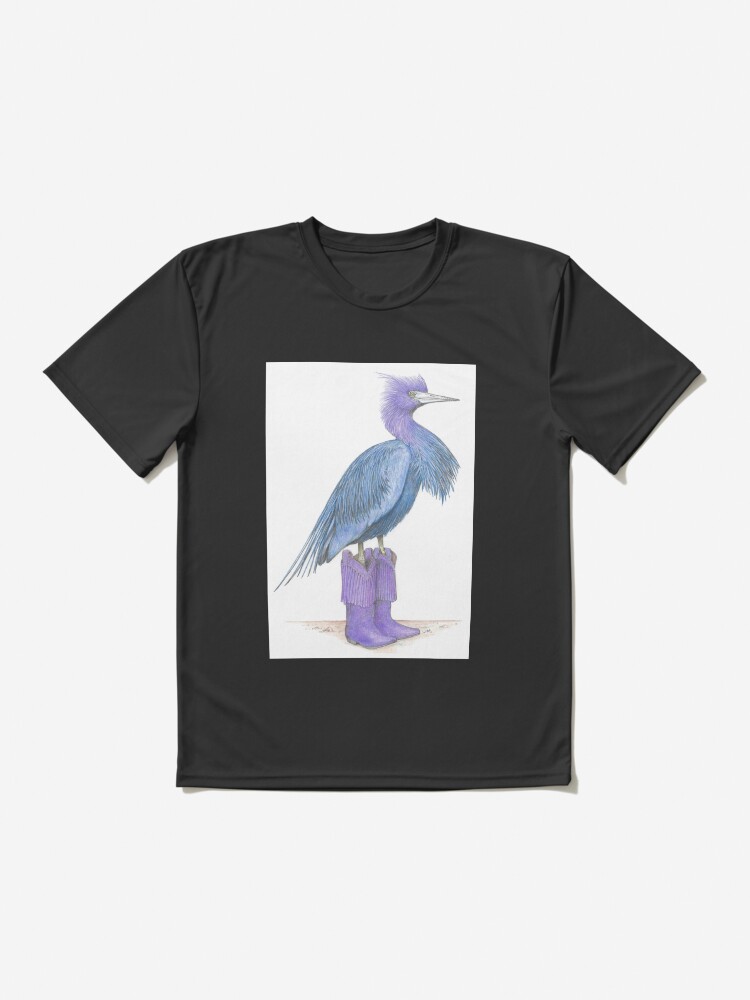 Thumbnail 2 of 7, Active T-Shirt, Little blue heron in cowgirl boots designed and sold by JimsBirds.