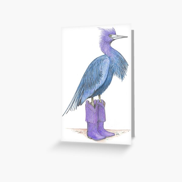Item preview, Little blue heron in cowgirl boots designed and sold by JimsBirds.