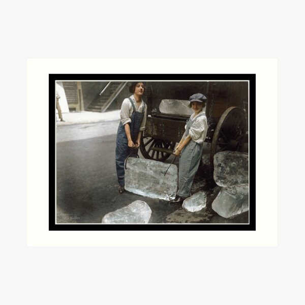 Girls Delivering Ice, 1918 Art Print