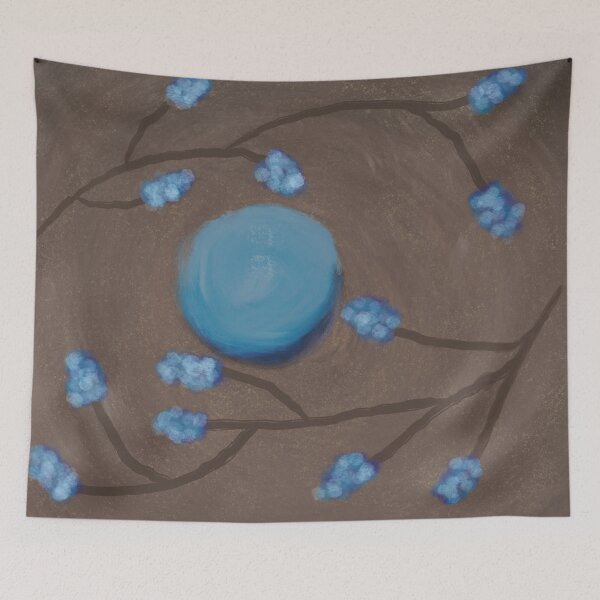 Item preview, Moon, stars, and purple flowers on branches designed and sold by Liam Connors-Smith.