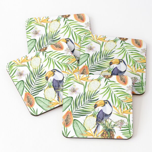Item preview, Tropical fruits, toucans and flowers designed and sold by JuliaBadeeva.