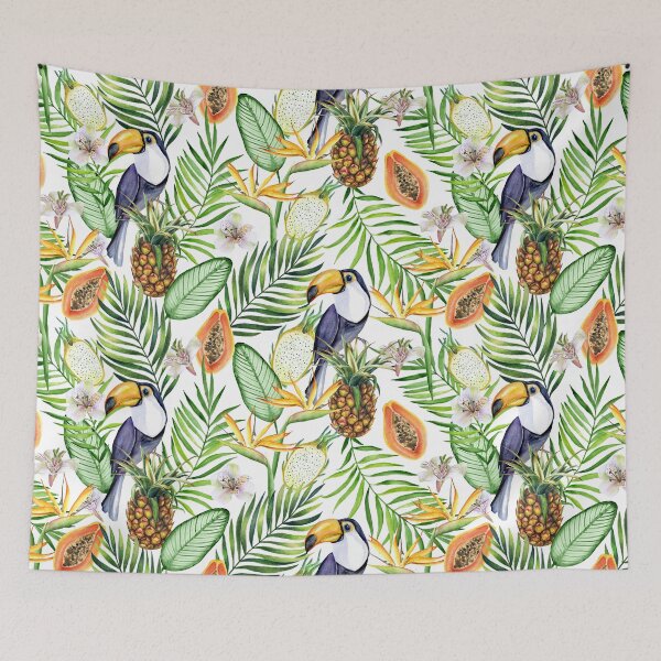 Item preview, Tropical fruits, toucans and flowers designed and sold by JuliaBadeeva.
