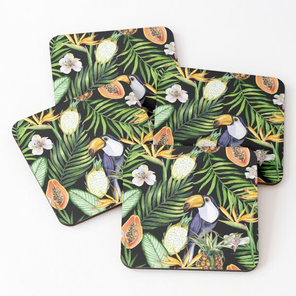 Item preview, Tropical fruits, toucans and flowers designed and sold by JuliaBadeeva.