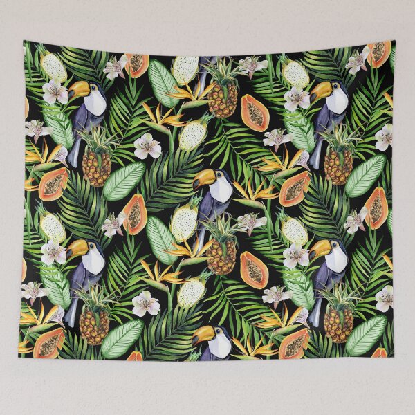 Item preview, Tropical fruits, toucans and flowers designed and sold by JuliaBadeeva.