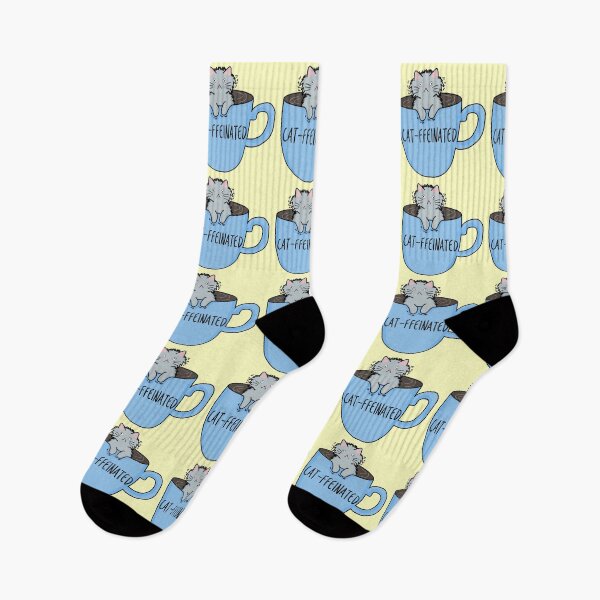 Item preview, Cat-ffeinated - Cute gray cat in blue mug designed and sold by Artbyacat.
