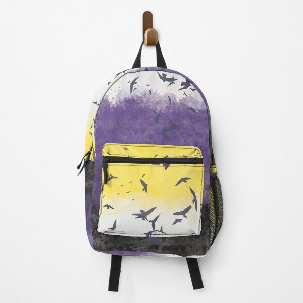 Item preview, Nonbinary Pride Flag with a Flock of Birds designed and sold by Liam Connors-Smith.