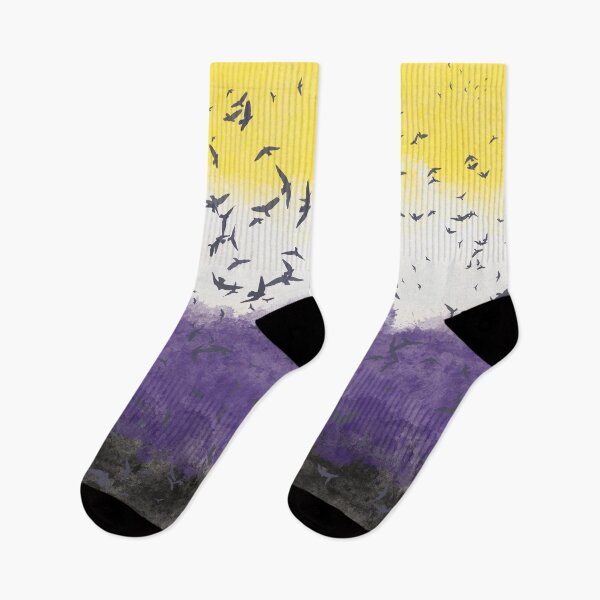 Item preview, Nonbinary Pride Flag with a Flock of Birds designed and sold by Liam Connors-Smith.