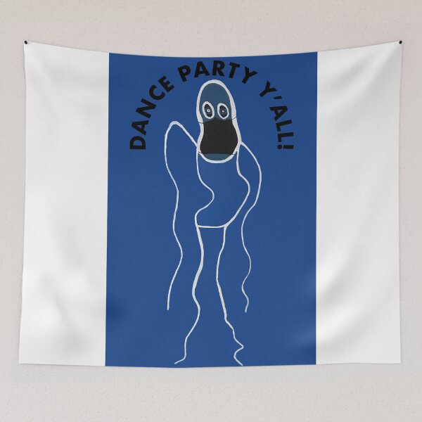 Item preview, DANCE WITH MASKS; DANCE PARTY Y'ALL!  (Blue Background) designed and sold by dscottlarson.