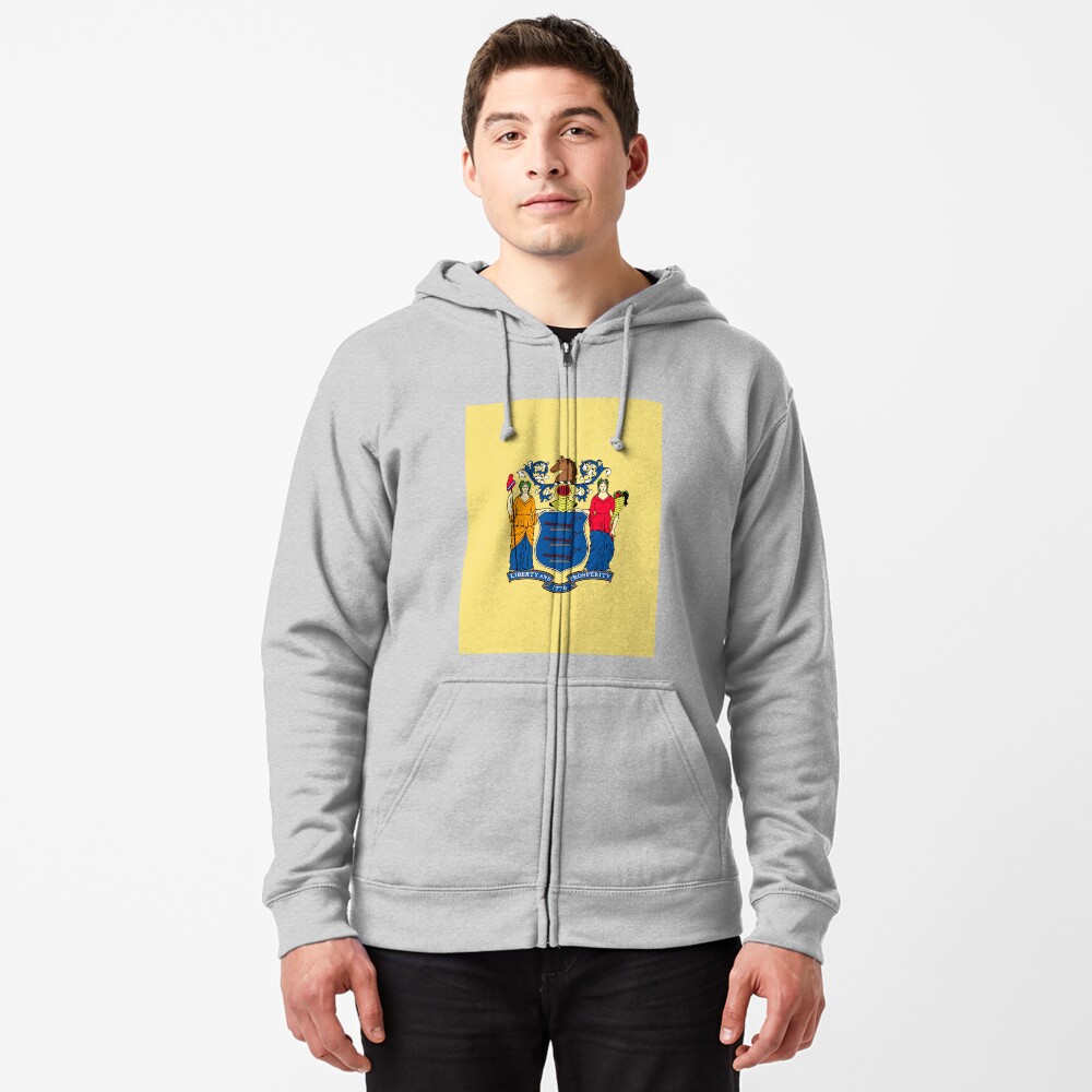 "NEW JERSEY" Zipped Hoodie by IMPACTEES | Redbubble