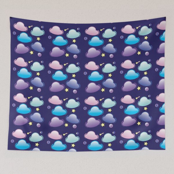 Item preview, Clouds yellow stars planets pattern designed and sold by undinam84.
