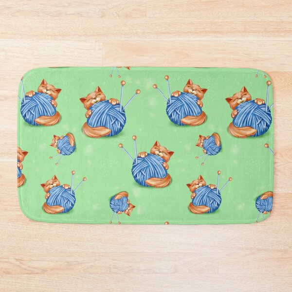 Item preview, red kitten ball seamless pattern designed and sold by undinam84.