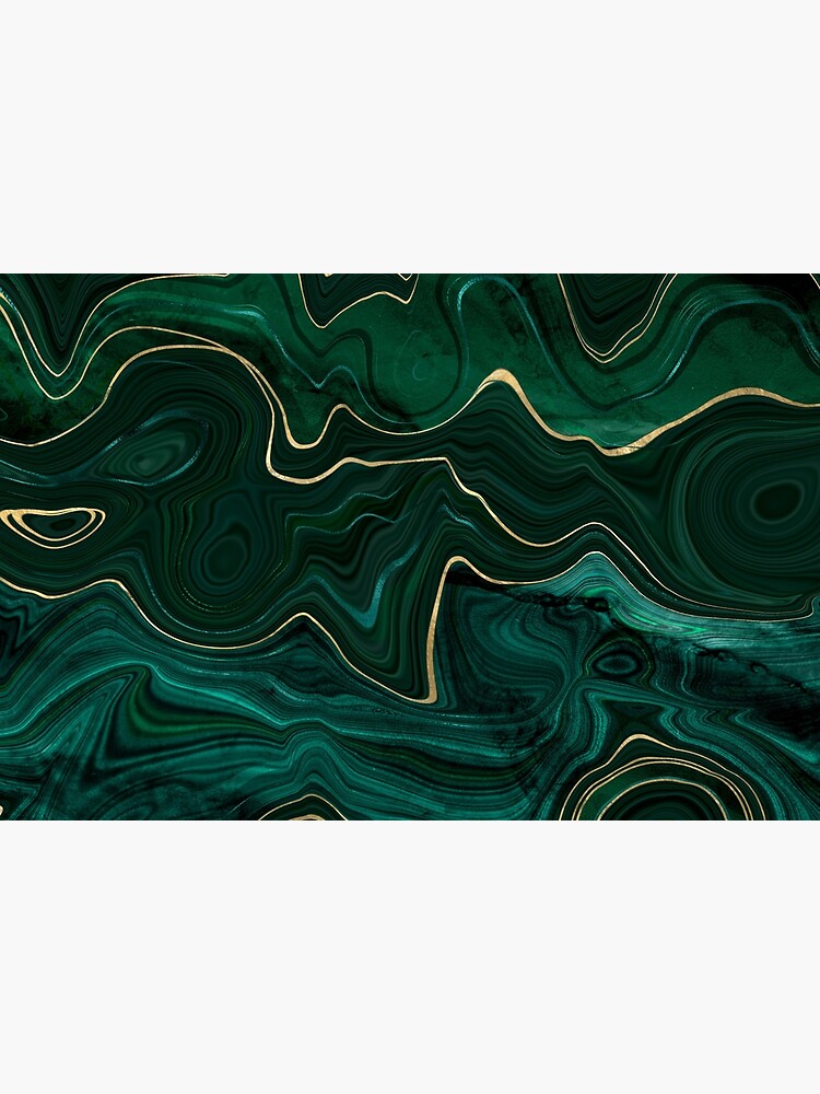 "Emerald Green and Gold Malachite Pattern" Bath Mat for Sale by