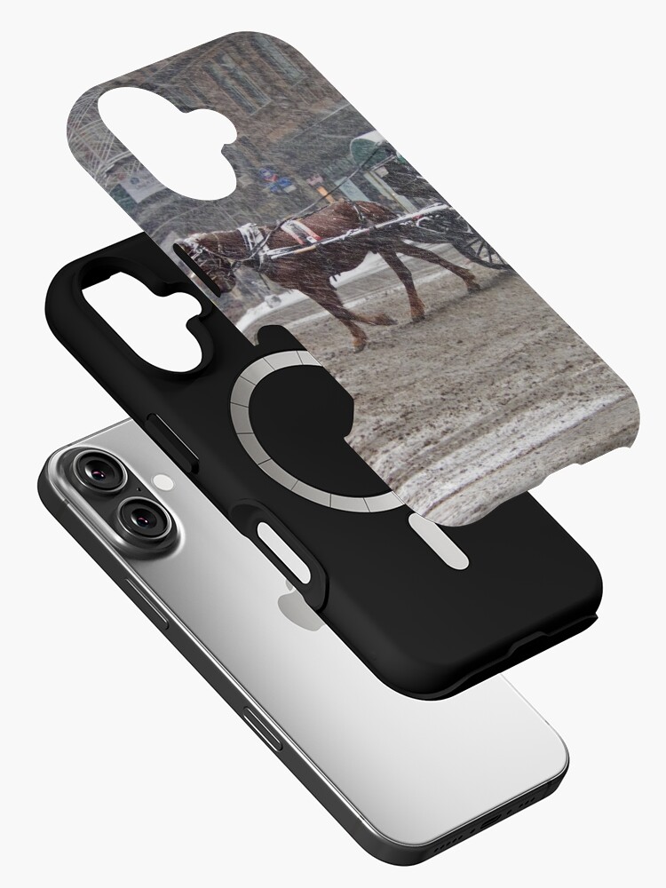 Thumbnail 2 of 4, iPhone Case, Horse & Carriage in February Blizzard designed and sold by steeber.