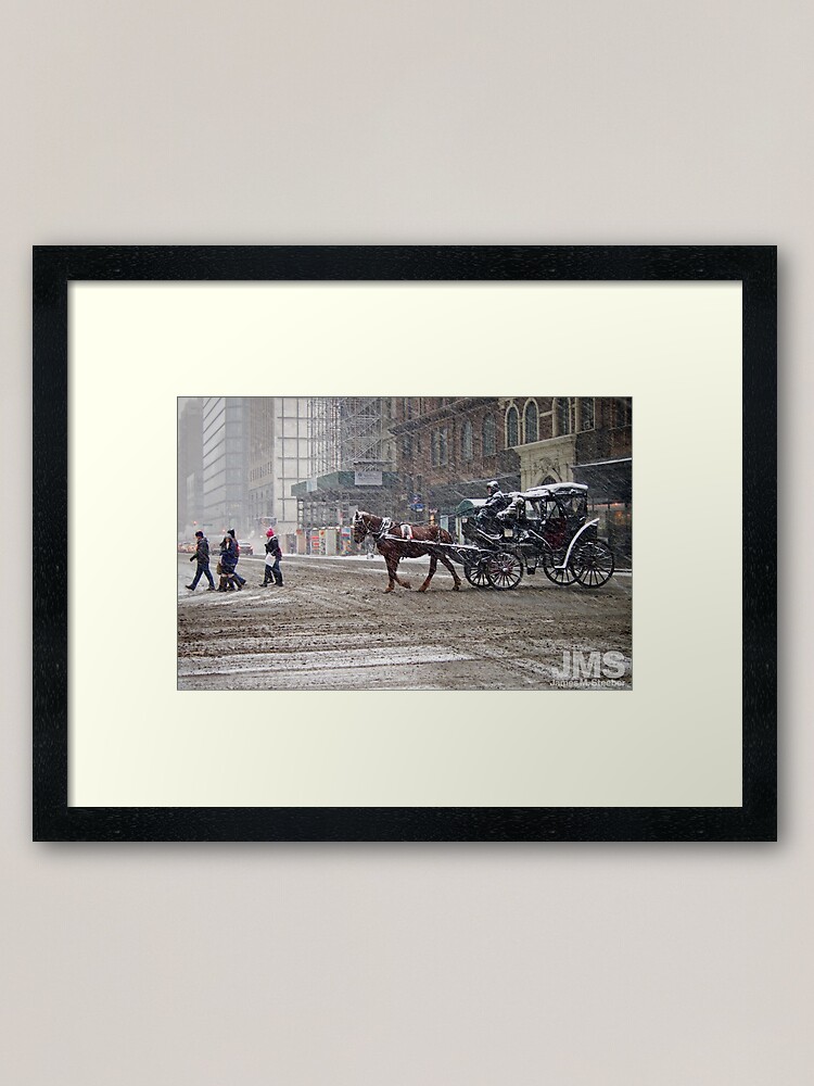 Thumbnail 1 of 7, Framed Art Print, Horse & Carriage in February Blizzard designed and sold by steeber.