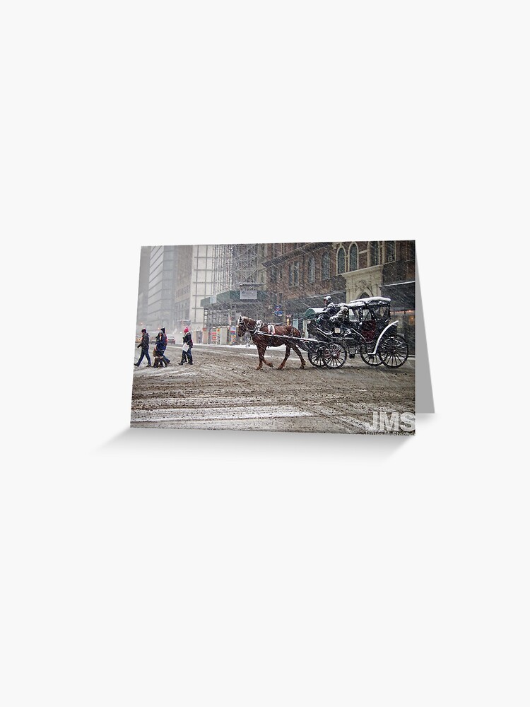 Thumbnail 1 of 2, Greeting Card, Horse & Carriage in February Blizzard designed and sold by steeber.