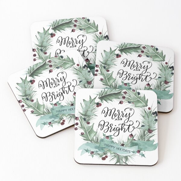 Item preview, Merry and Bright, Christmas, Holiday Design, Winter Sign, Happy Holidays, Season Greetings designed and sold by Dzhenka-Balimez.